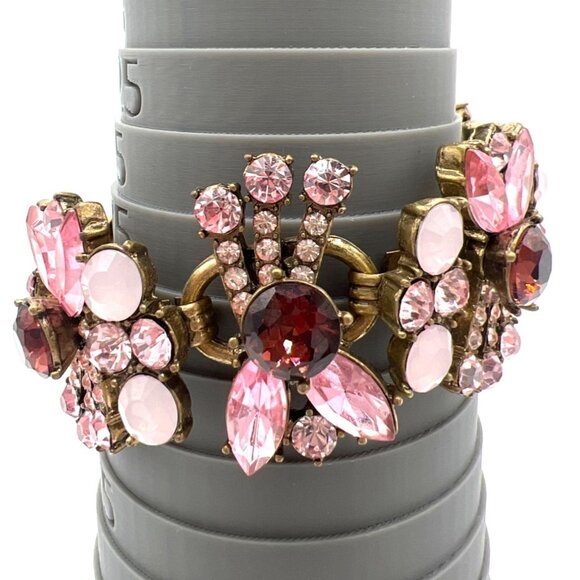 Vintage Pink Rhinestone Bracelet Aurora Style Opaline Cabochons 6.75” - Picture 7 of 9